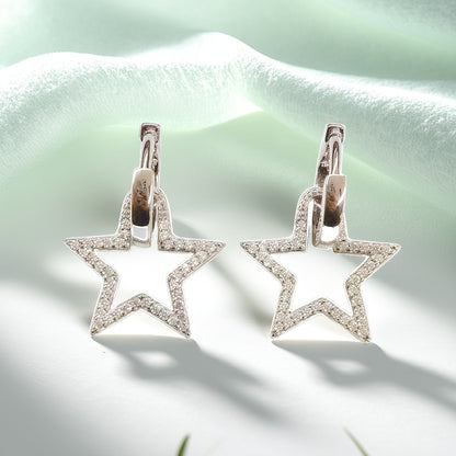 Star with Cubic Zirconia Stones Dangling Earrings