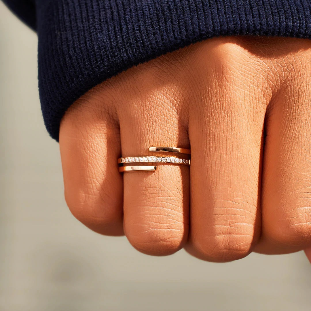 Dazzling Curve Adjustable Ring